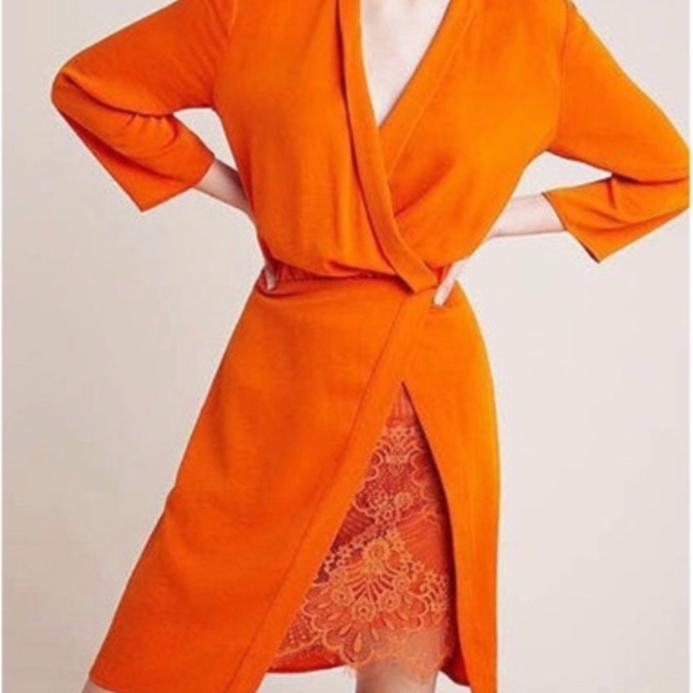 Anthropologie NSR Orange Naomi Surplice Dress - Medium